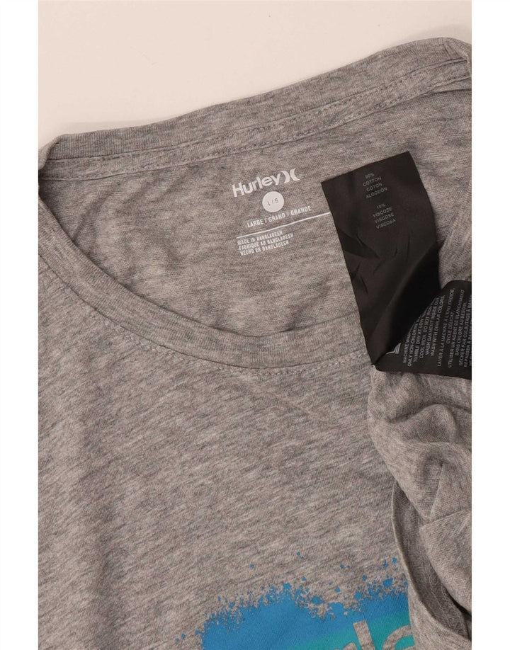 Męski T-shirt z grafiką Hurley, duży, szary, bawełniany