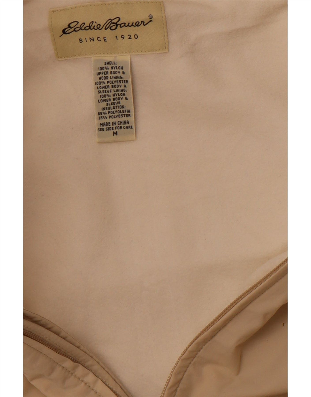 Męska kurtka wiatrówka z kapturem EDDIE BAUER UK 38 Średni beżowy nylon