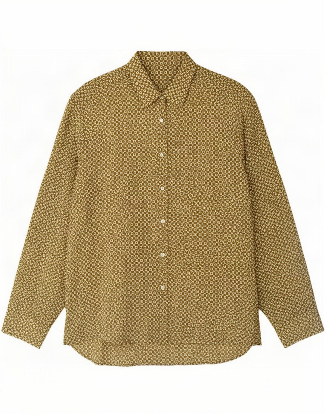 Męska koszula w stylu vintage o regularnym kroju, średni khaki, geometryczny