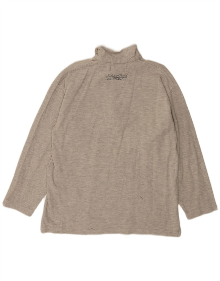 Męska koszulka polo Island Port z długim rękawem i zamkiem błyskawicznym XL, szara, nakrapiana