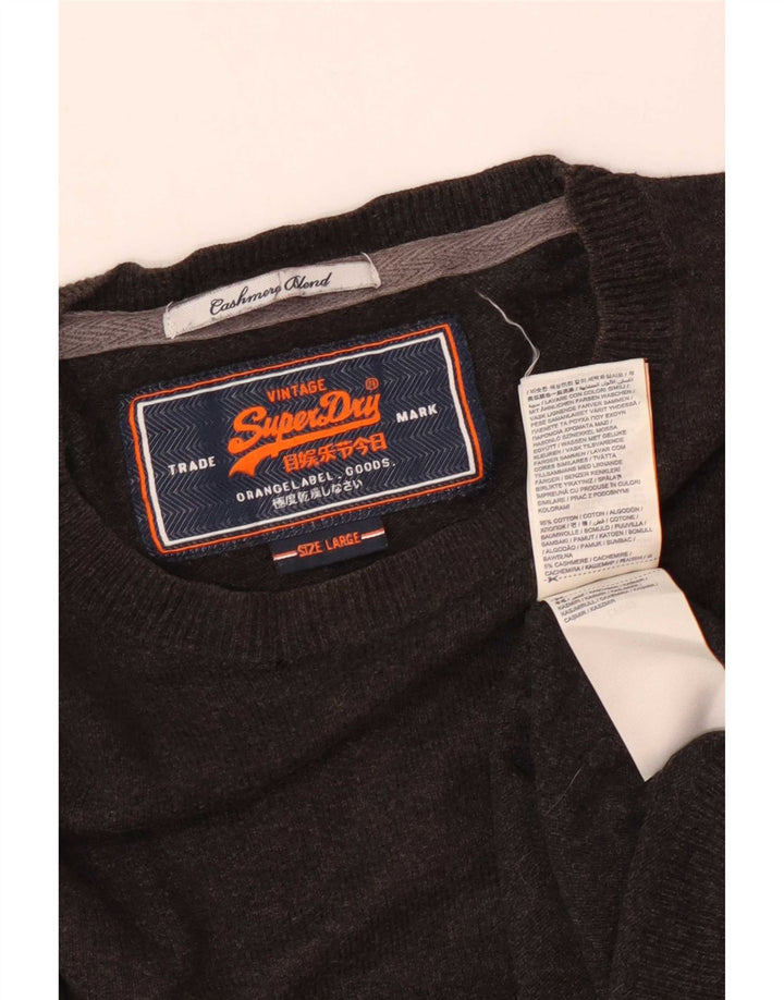 Męski sweter Superdry z okrągłym dekoltem, duży, brązowy, bawełniany