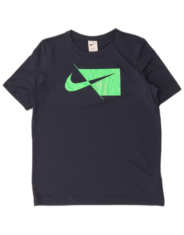 Chłopięcy T-shirt z grafiką Nike Dri Fit, 13-14 lat XL, granatowy, poliester