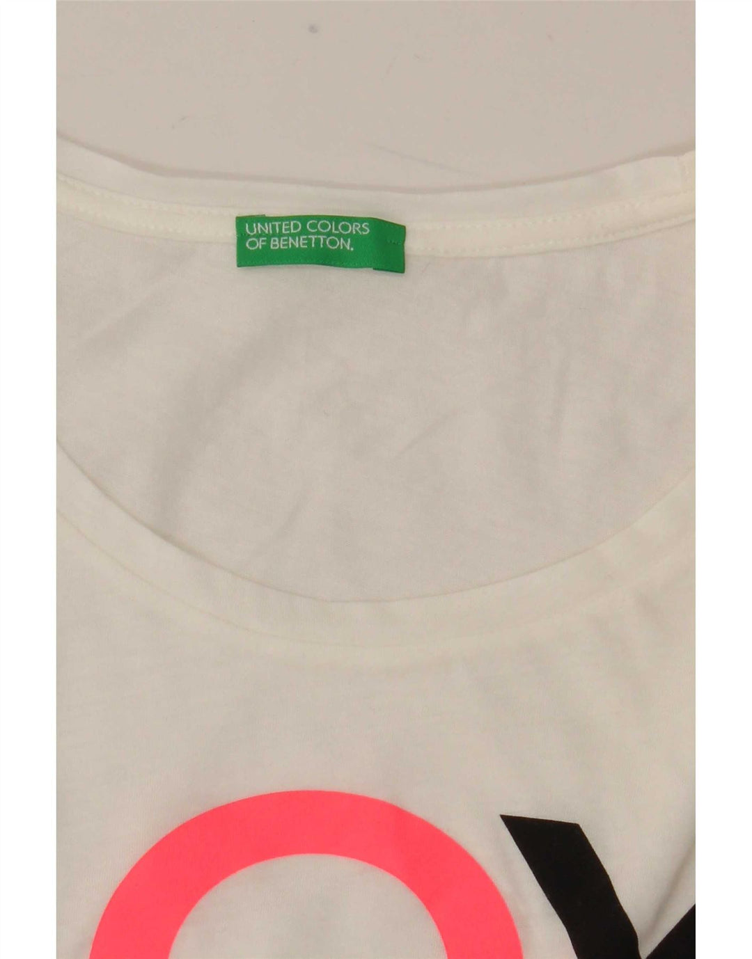 Damska koszulka graficzna Benetton Top UK 12 Medium White