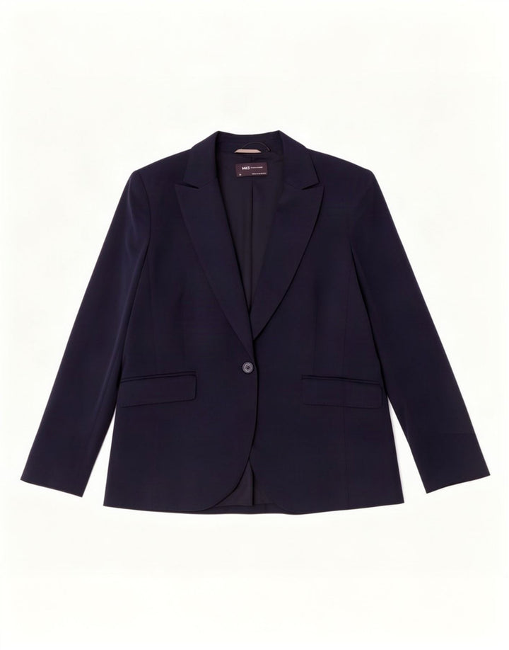 Marks & Spencer Damska marynarka zapinana na 1 guzik UK 20 2XL Granatowy poliester