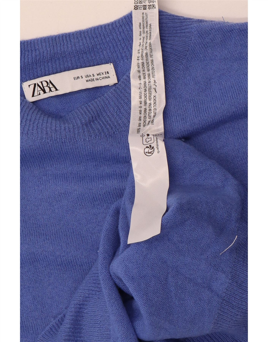 Damski sweter oversize z wycięciem pod szyją Zara UK 10 Small Blue Wełna