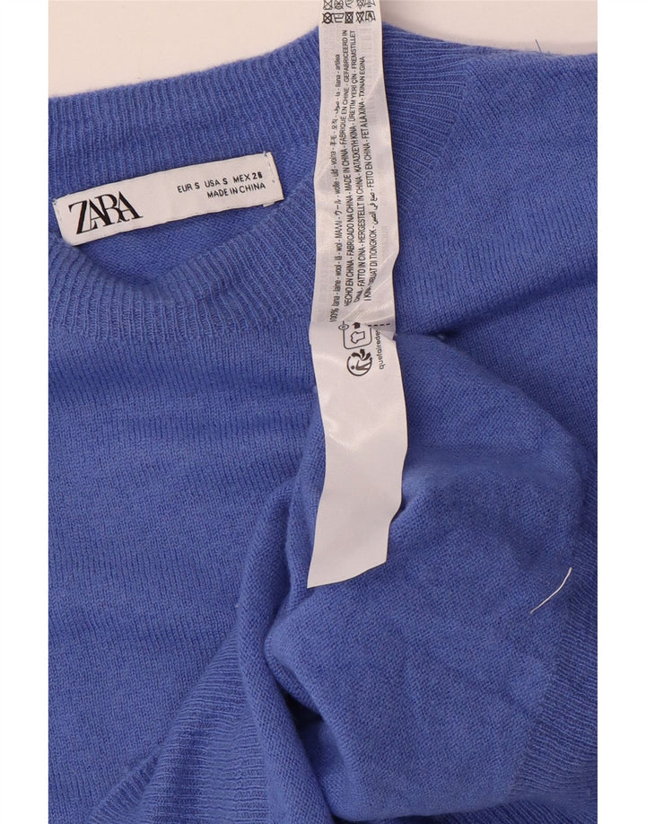 Damski sweter oversize z wycięciem pod szyją Zara UK 10 Small Blue Wełna