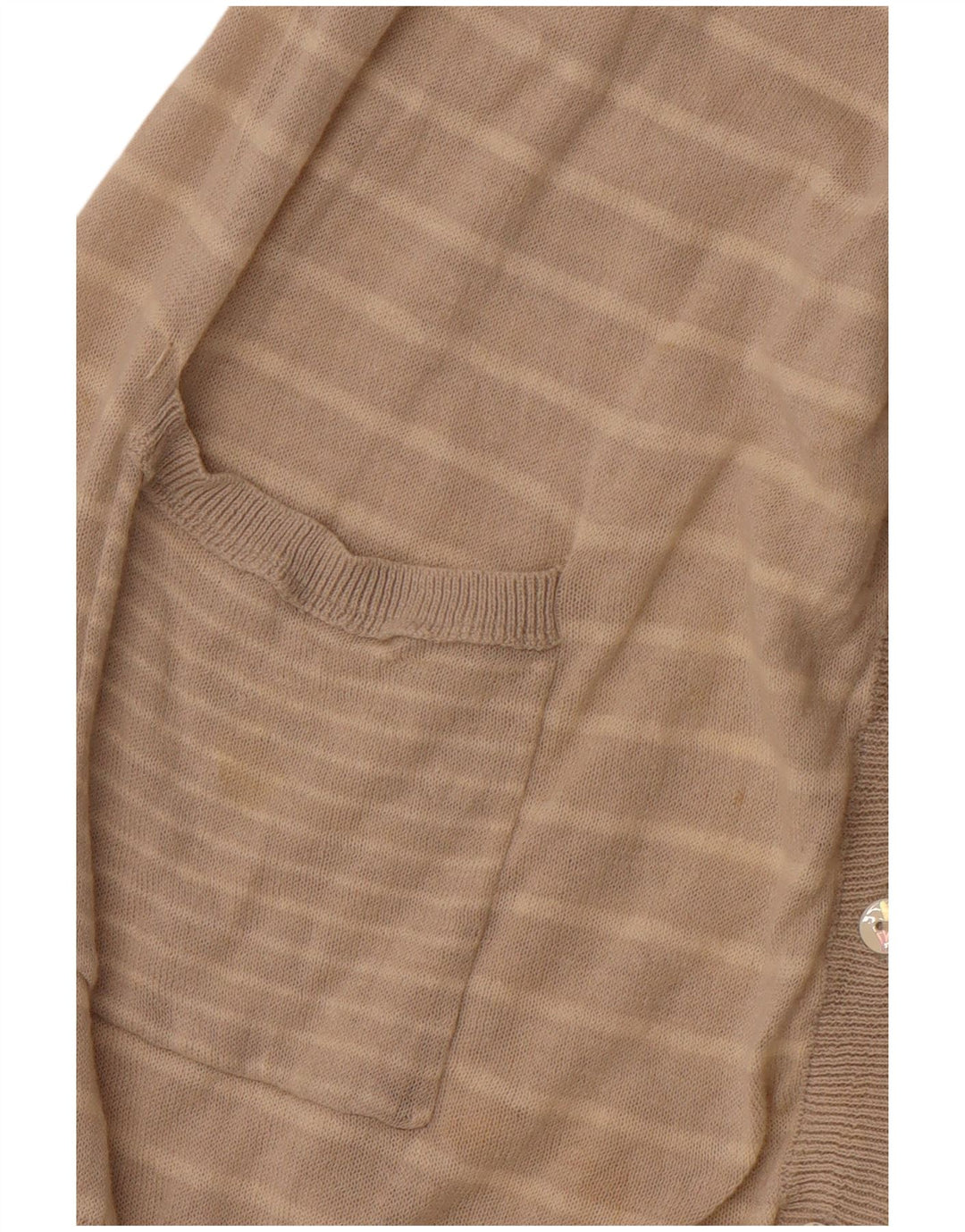 WHITE STUFF Damski sweter kardigan UK 14, duży, lniany w beżowe paski