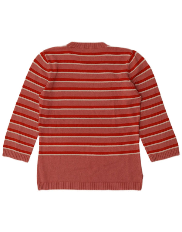 Levi's Womens 3/4 Sleeve Crew Neck Jumper Sweater UK 12 Medium Pink Striped