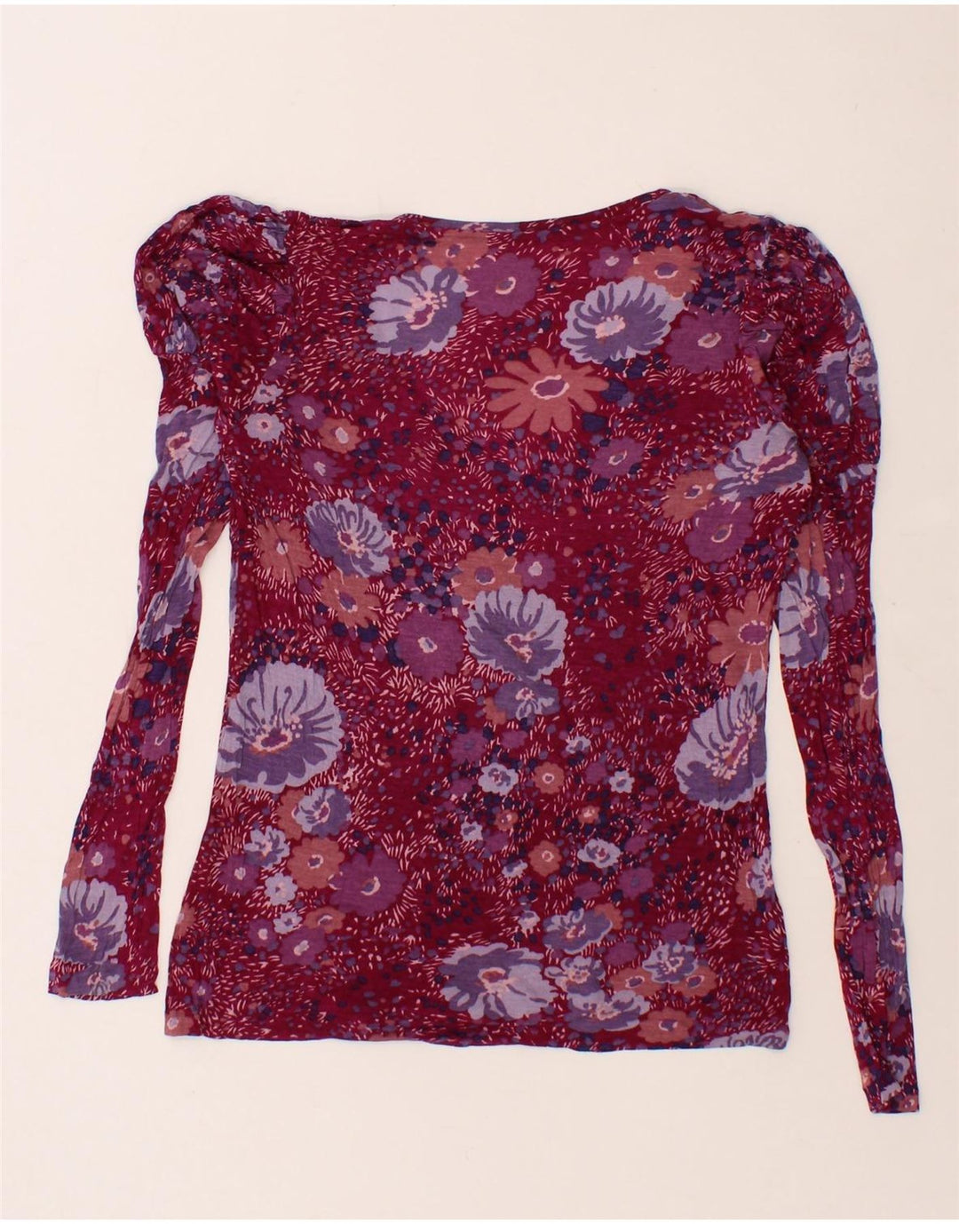 BENETTON Womens Top Long Sleeve UK 12  Medium Maroon Check Vintage Benetton and Second-Hand Benetton from Messina Hembry 