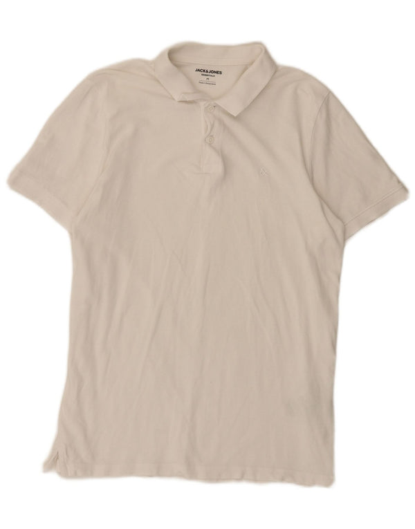 Męska koszulka polo Jack & Jones o regularnym kroju, średnia biała bawełna