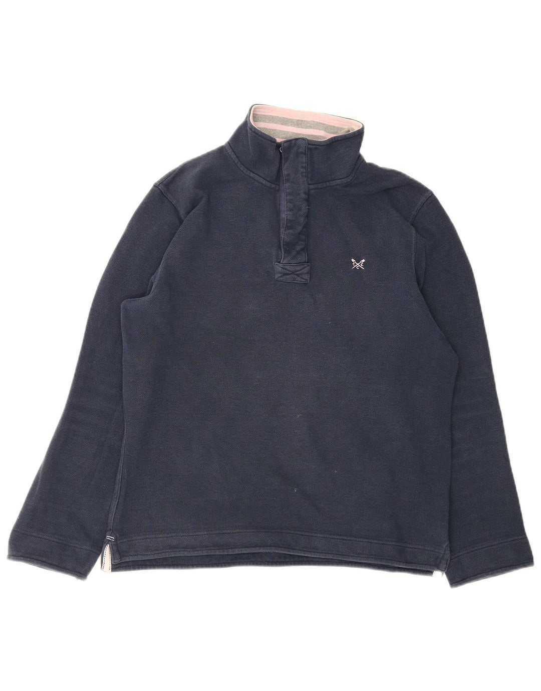 CREW CLOTHING Męski sweter z zamkiem błyskawicznym, średni granatowy, bawełniany
