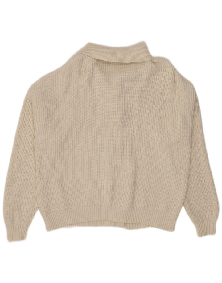 Marks & Spencer Damski sweter rozpinany UK 16, duży, biały, wiskoza