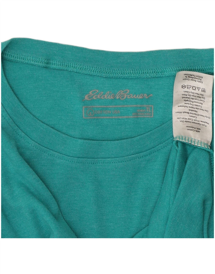 EDDIE BAUER Damski top z długim rękawem UK 14, duży, turkusowy, bawełniany
