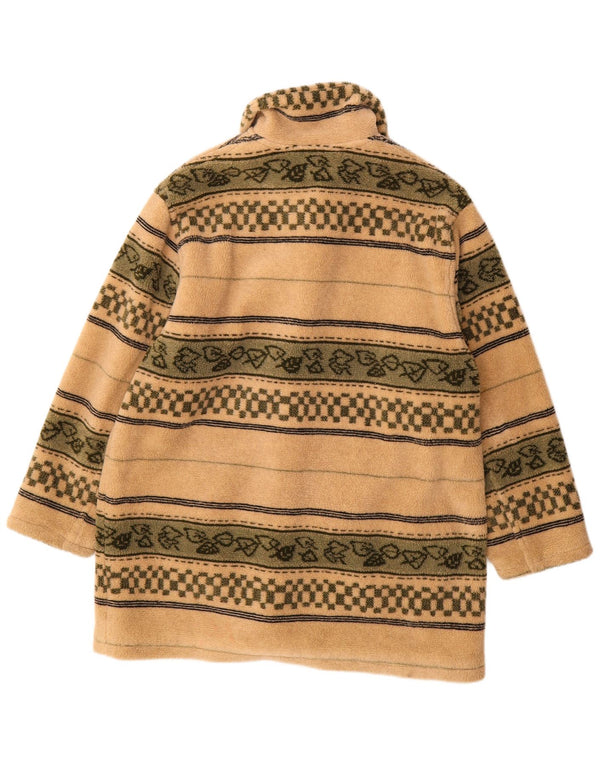 Vintage damski płaszcz polarowy oversize EU 40 w średnie beżowe paski