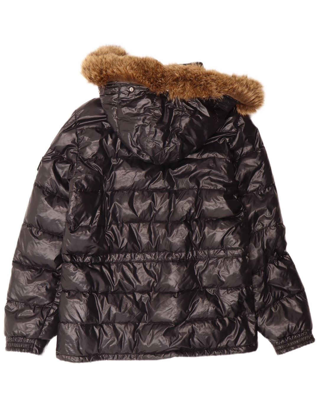 Damska kurtka puchowa Moncler o luźnym kroju z kapturem, rozmiar 1, mała, czarna, z poliamidu