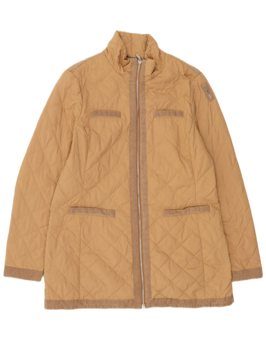 Damska pikowana kurtka Geox Oversize UK 10 Small Beżowy Poliester