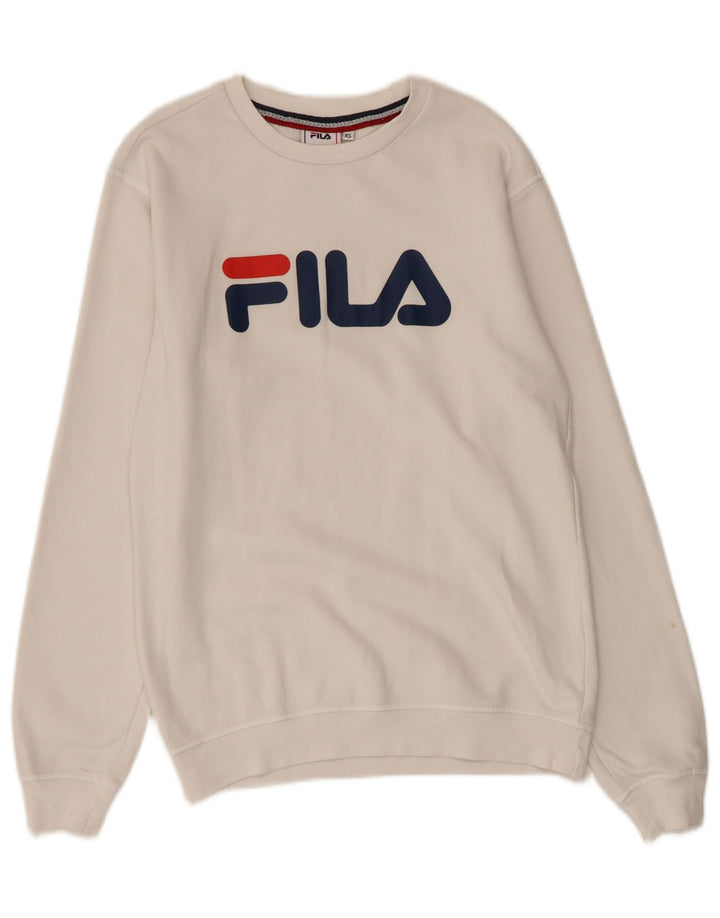 Męska bluza z grafiką FILA, sweter XS, biała bawełna