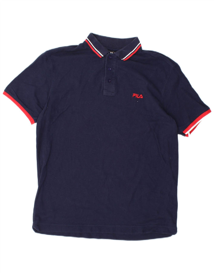 Męska koszulka polo FILA, duża, granatowa, bawełniana