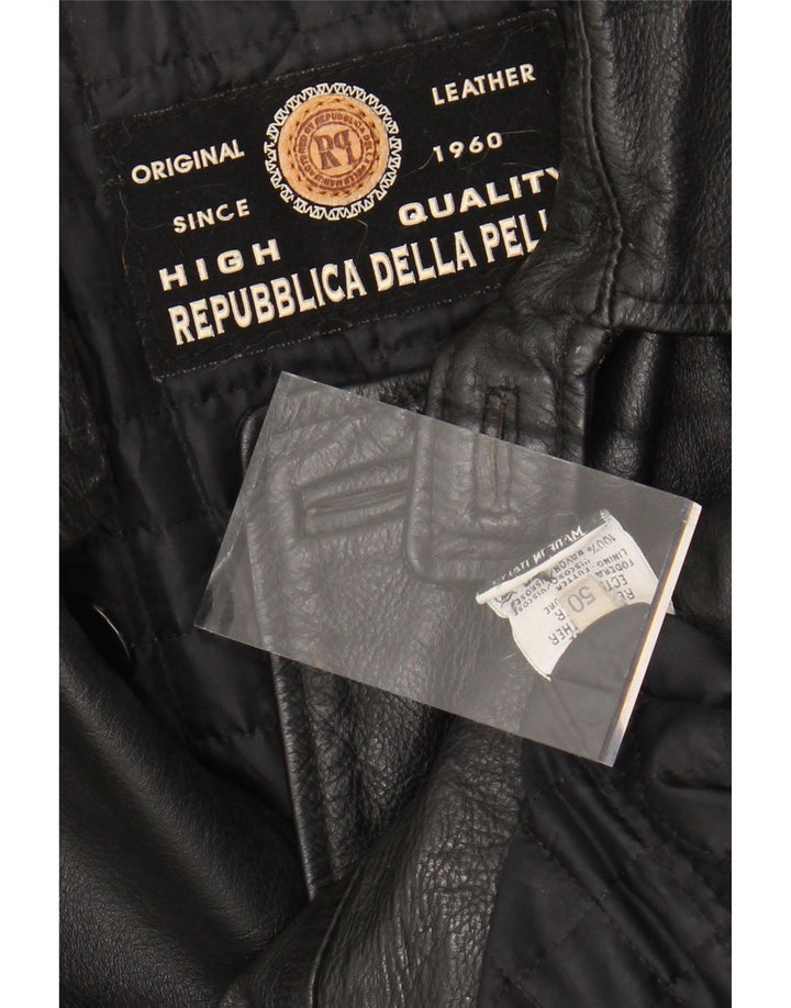 Męska kurtka skórzana VINTAGE IT 50 duża czarna skóra