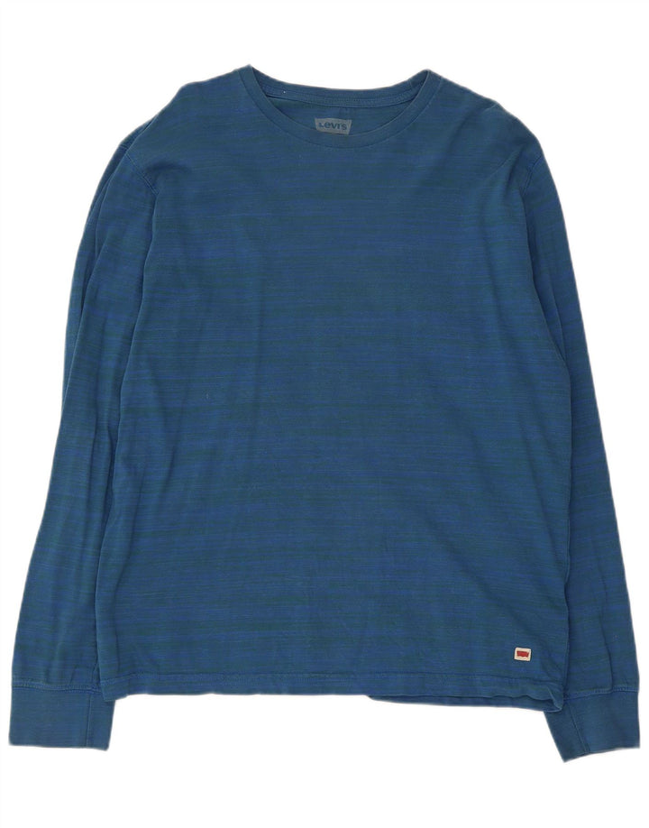 Męski top Levi's z długim rękawem, duży, niebieski, bawełniany w prążki