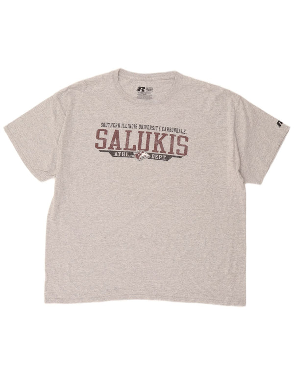 Męski T-shirt z grafiką RUSSELL ATHLETIC Salukis, 2XL, szara bawełna
