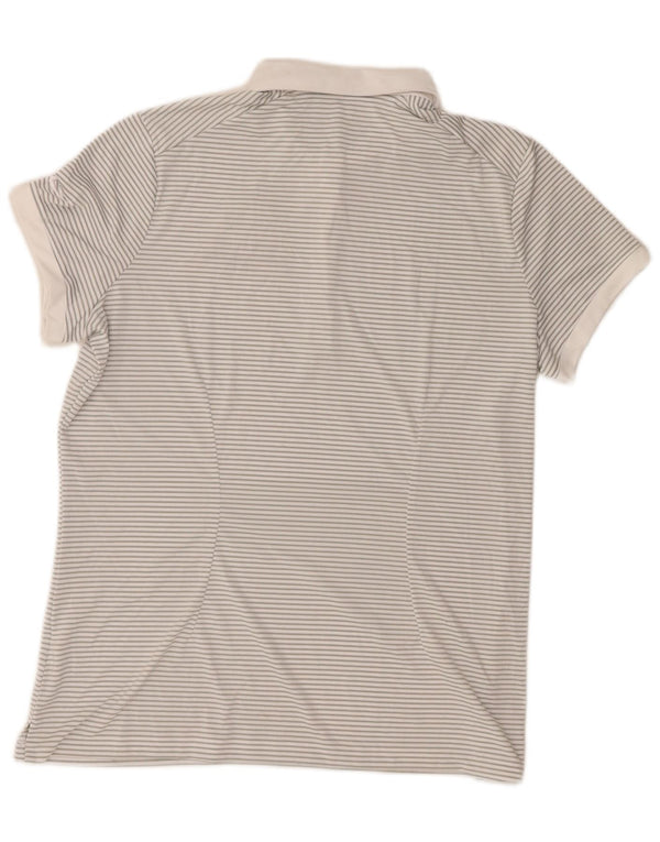 Damska koszulka polo Nike Dri Fit Graphic UK 20 2XL Biały poliester w prążki