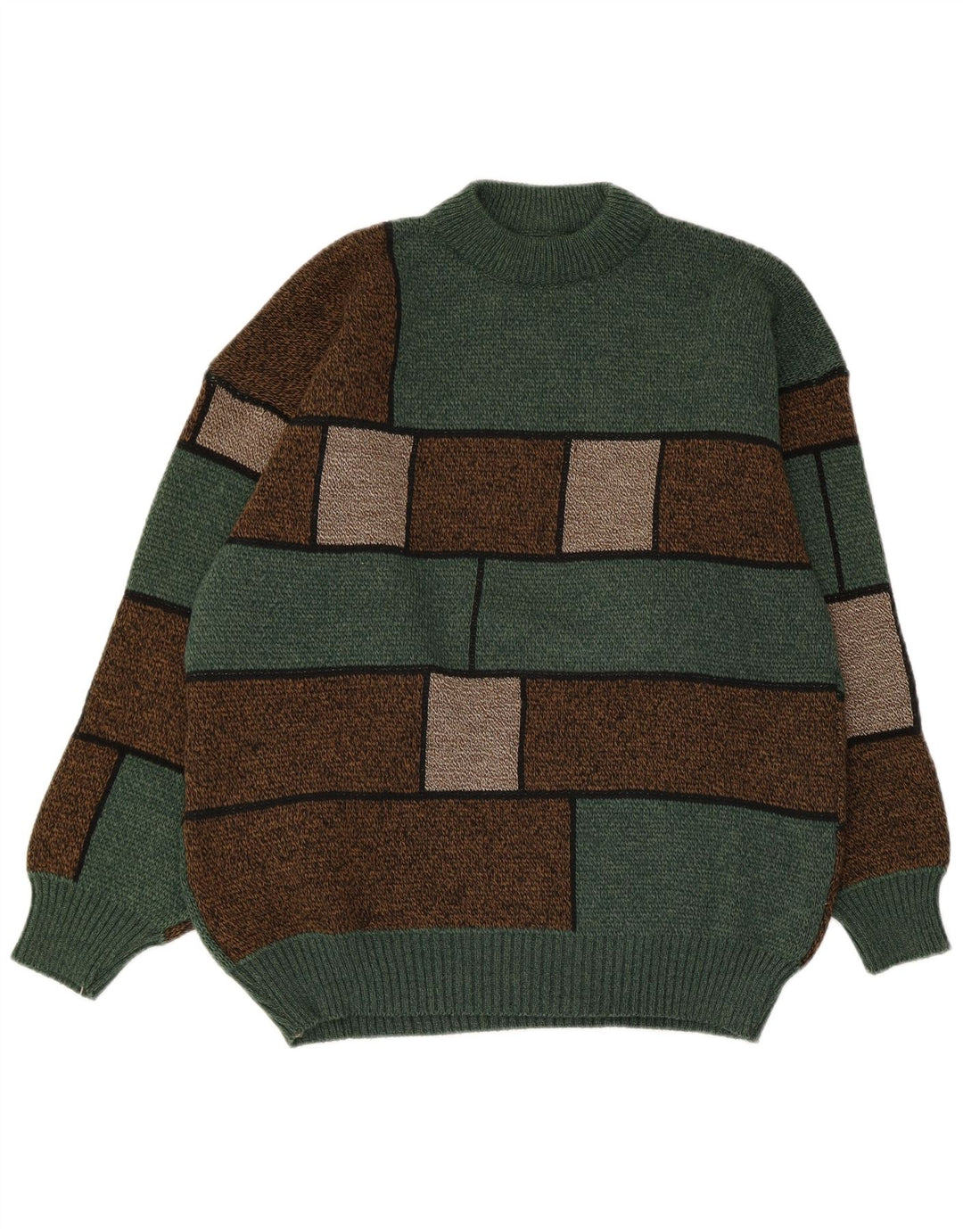 Męski sweter z golfem w stylu vintage, w kolorze średniej zieleni