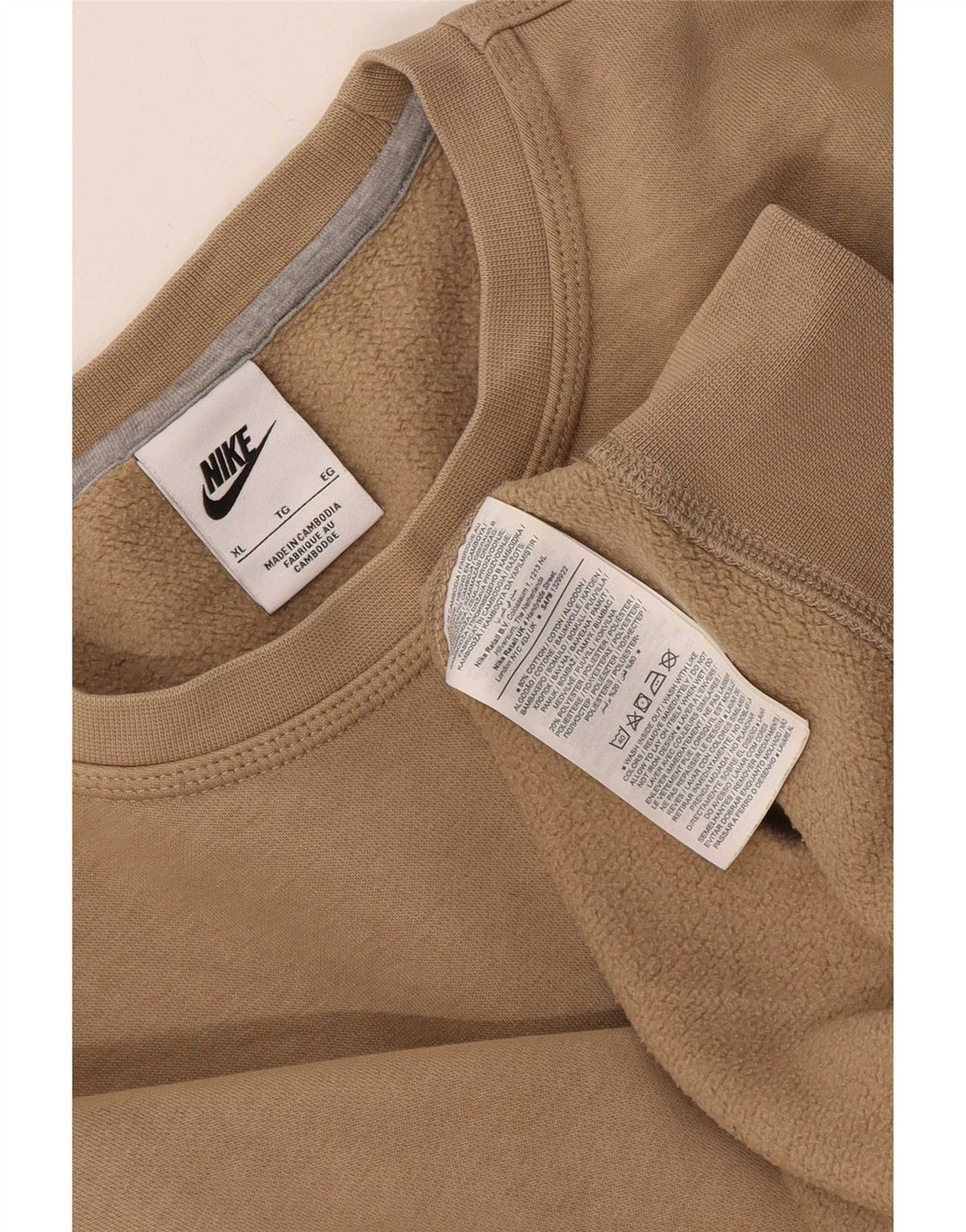 Męska bluza dresowa Nike o regularnym kroju XL, beżowa, bawełniana