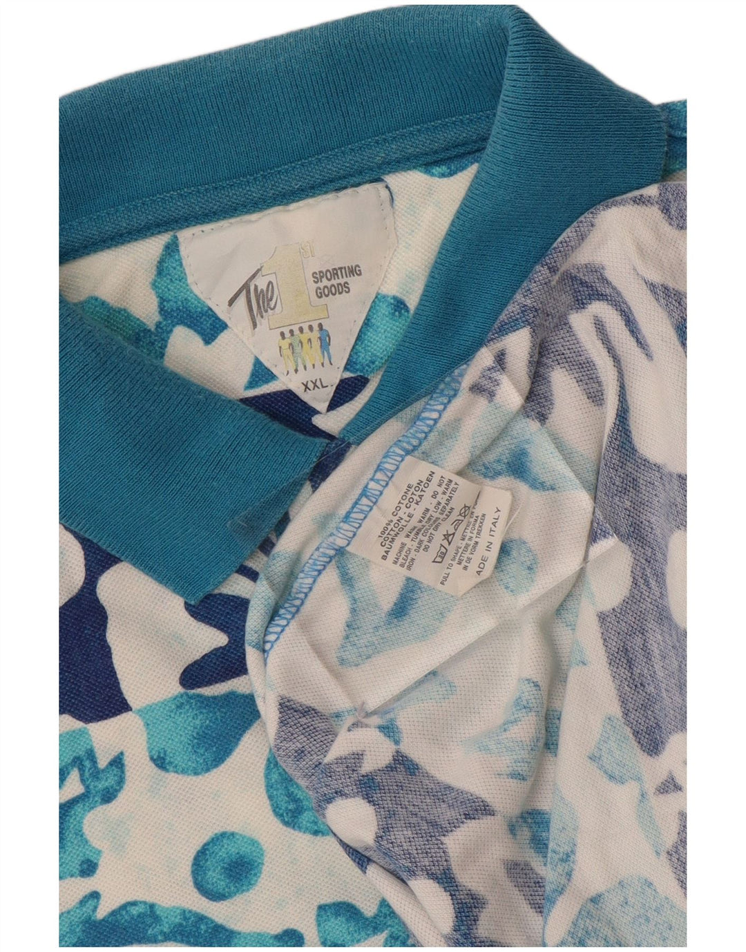 Męska koszulka polo VINTAGE 2XL Niebieska, bawełniana w kwiaty