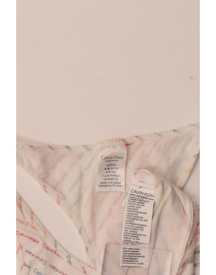 CALVIN KLEIN Womens Graphic Vest Top UK 10 Small White Cotton Vintage Calvin Klein and Second-Hand Calvin Klein from Messina Hembry 