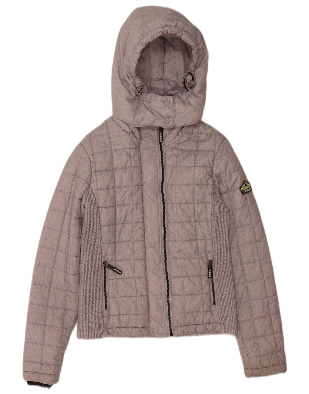 Damska wyściełana kurtka z kapturem Superdry UK 10, mała, szary poliester