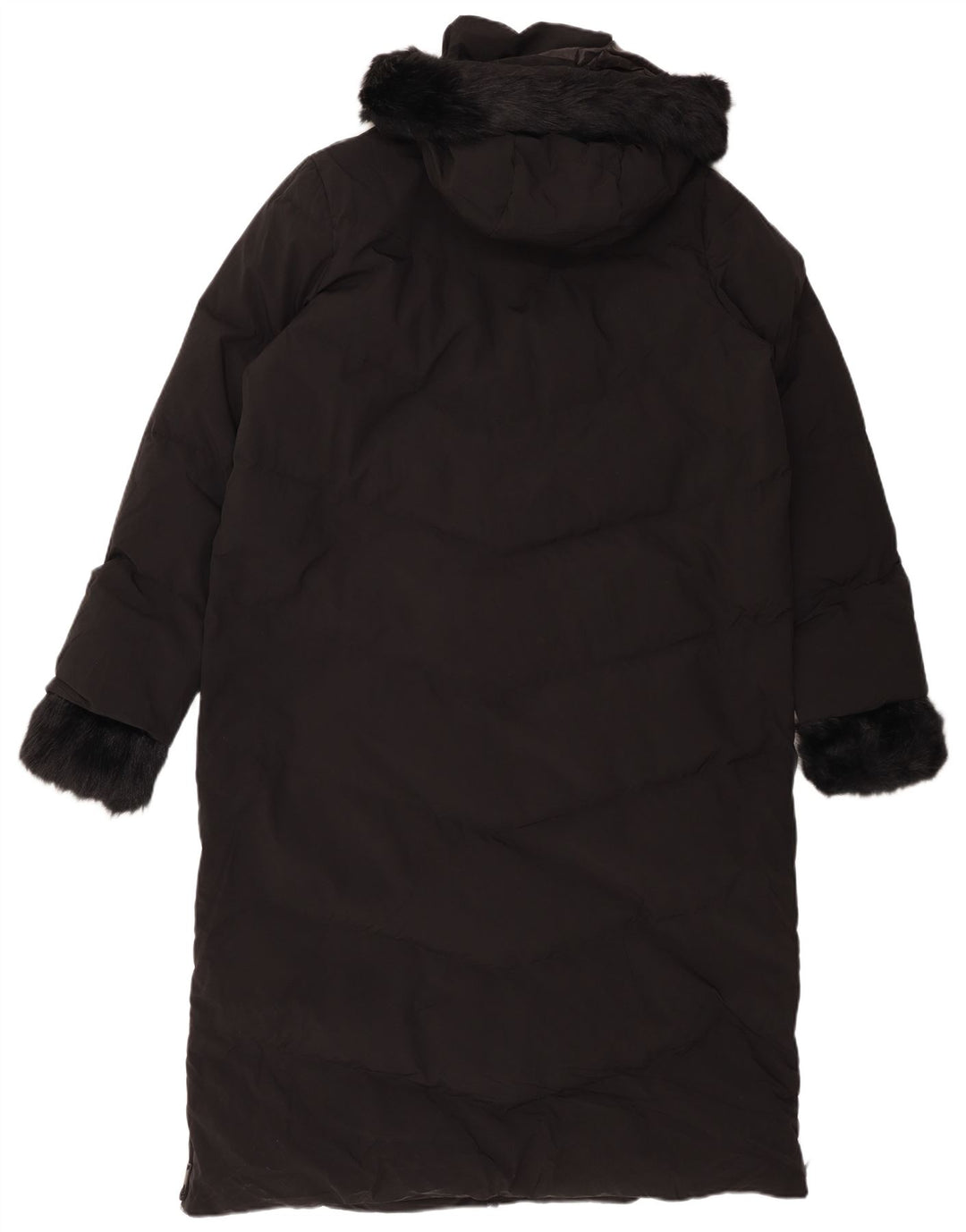 Damski ocieplany płaszcz z kapturem ZARA UK 16, duży, czarny poliester