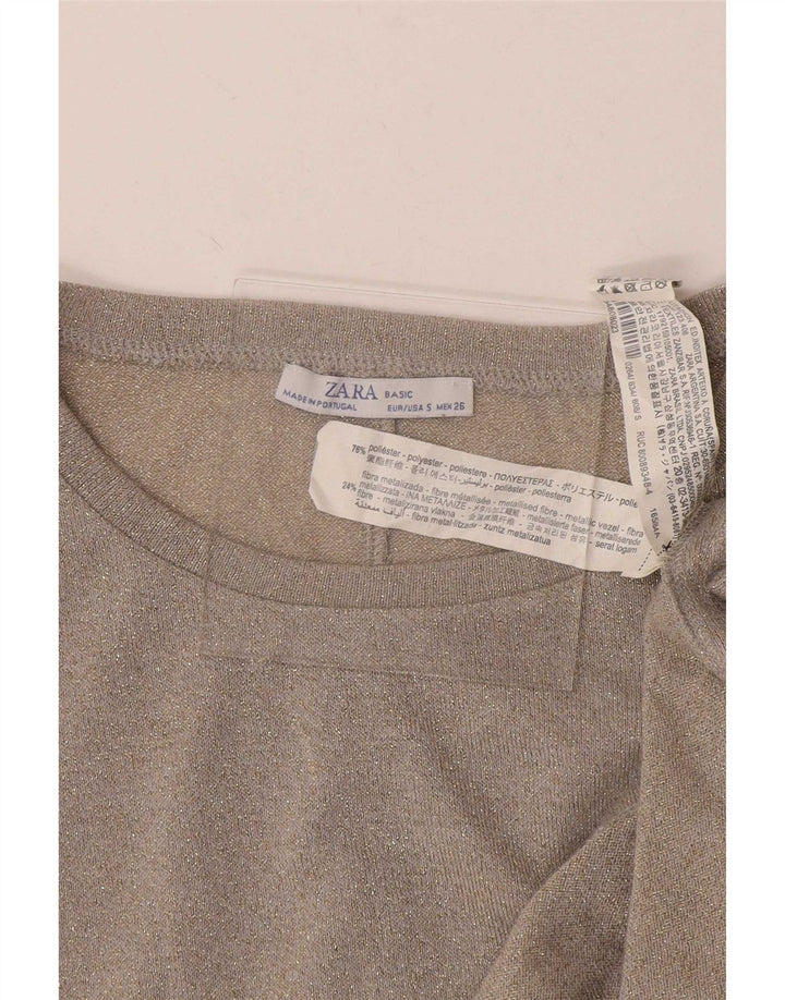 Damska bluzka oversize Zara Top UK 10, mały, szary, nakrapiany poliester
