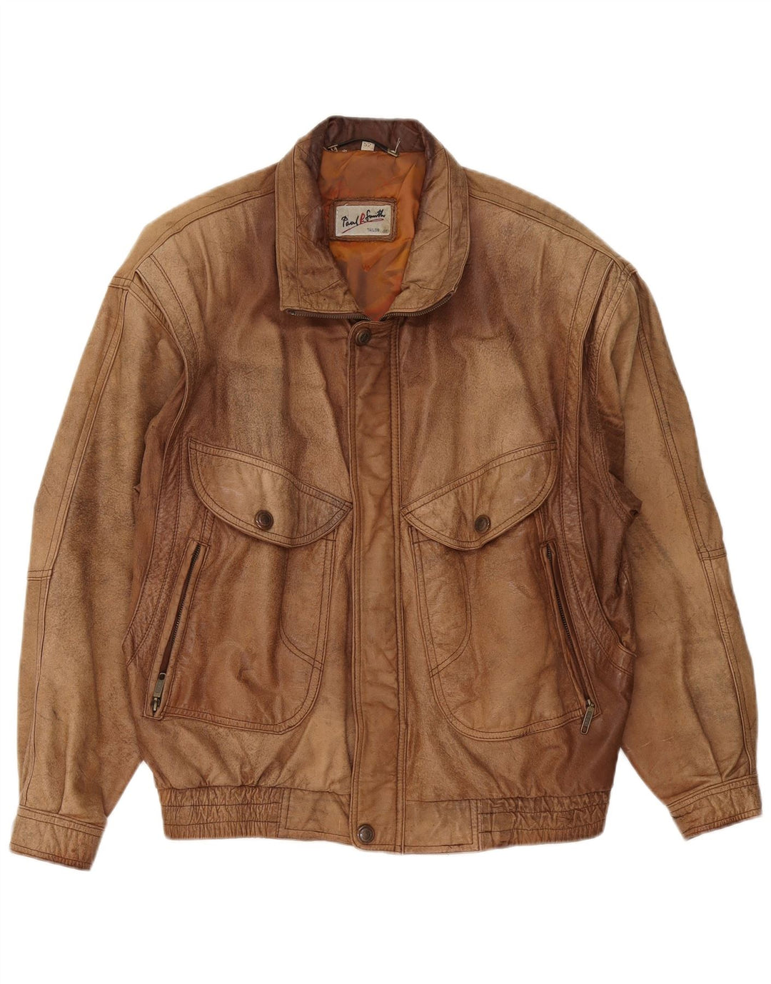 Męska kurtka skórzana Paul Smith IT 52 XL, brązowa skóra