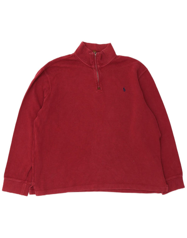 Polo Ralph Lauren Męski sweter z zamkiem błyskawicznym XL Bordowa bawełna