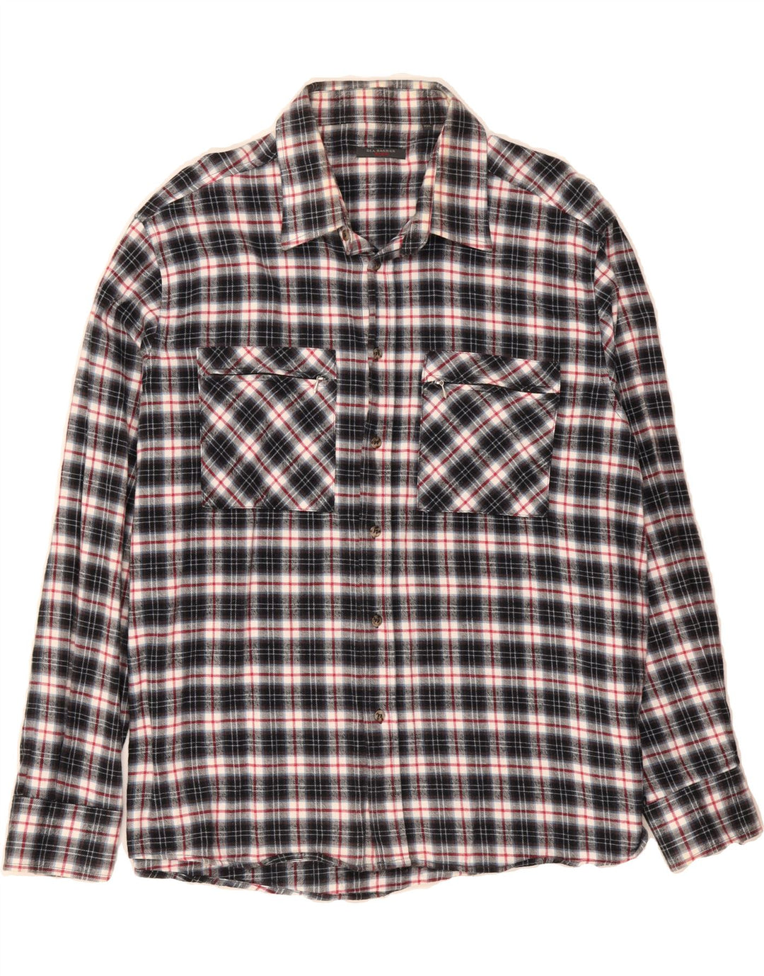SEA BARRIER Mens Flannel Shirt 2XL Black Check Cotton Vintage Sea Barrier and Second-Hand Sea Barrier from Messina Hembry 