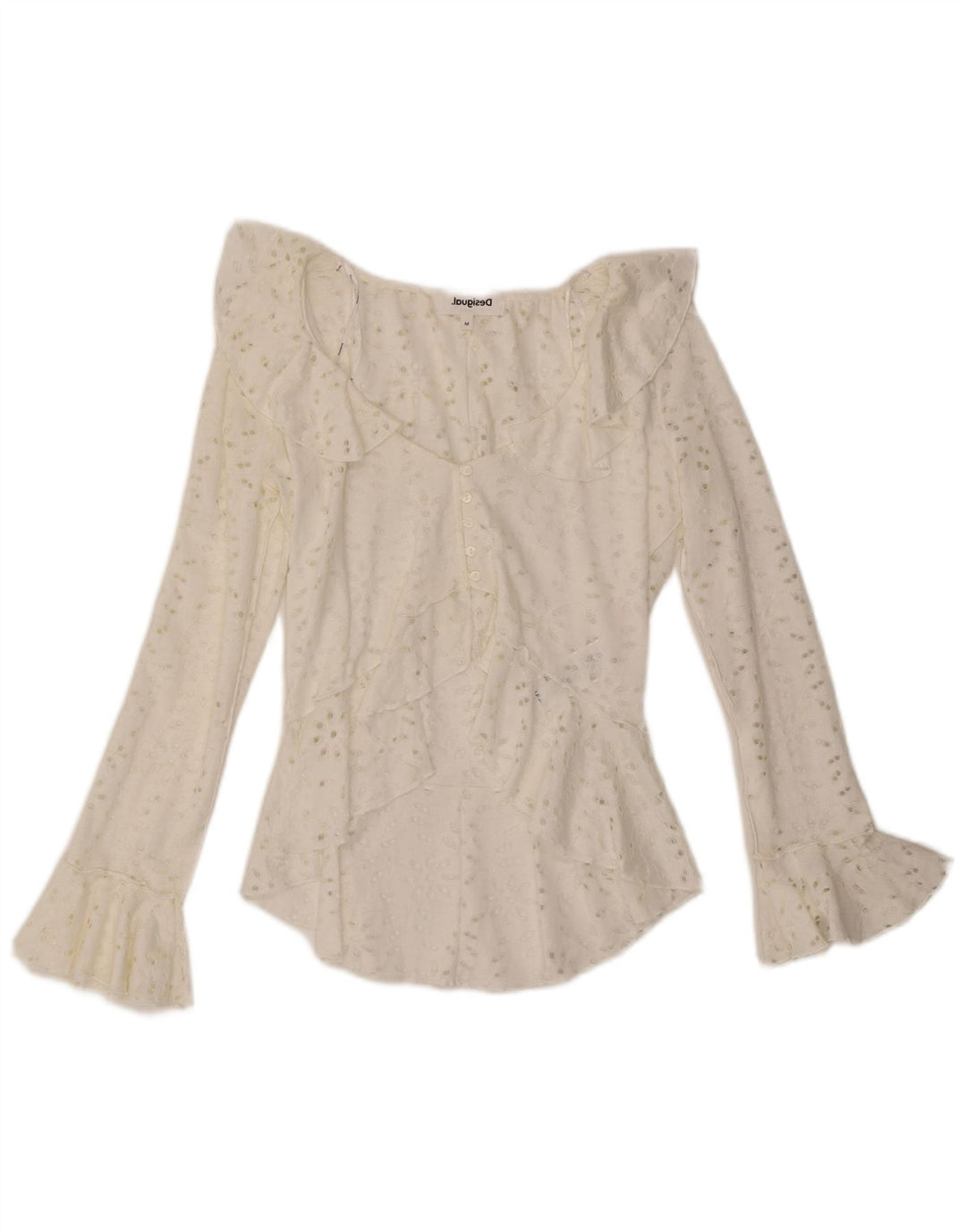 Damska asymetryczna bluzka koszulowa Desigual UK 12, średnia biała bawełna