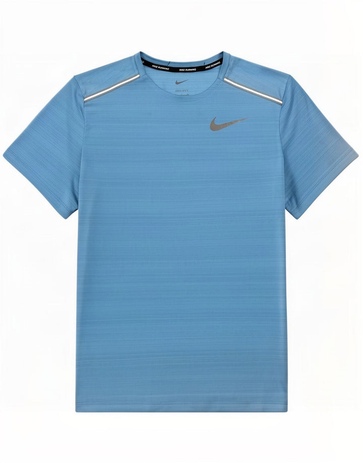 Męski T-shirt Nike Dri Fit Top, mały, niebieski, poliester w prążki