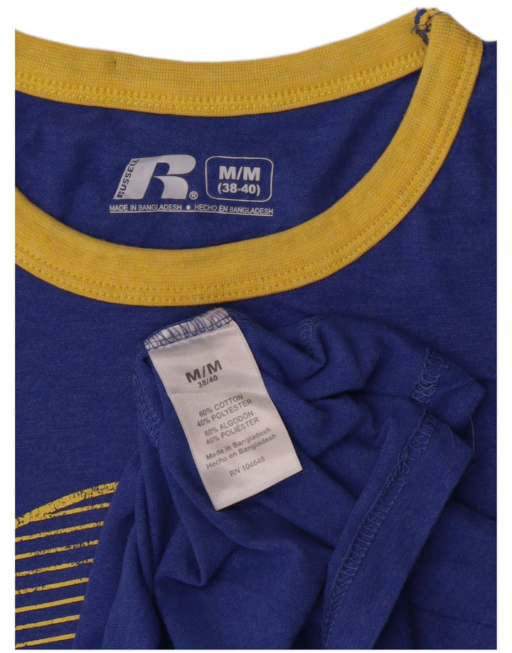 Męska koszulka z grafiką Russell Athletic Top, średnia niebieska bawełna