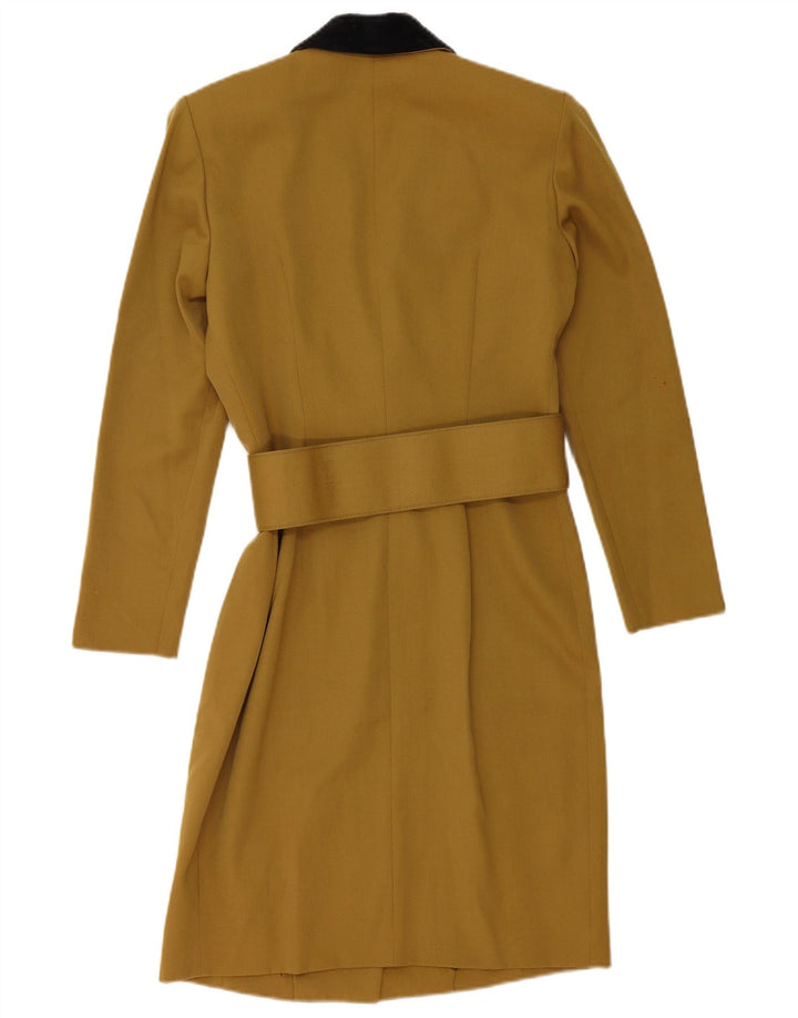 Dwurzędowy płaszcz damski w stylu vintage IT 44, wełna w kolorze średniego khaki