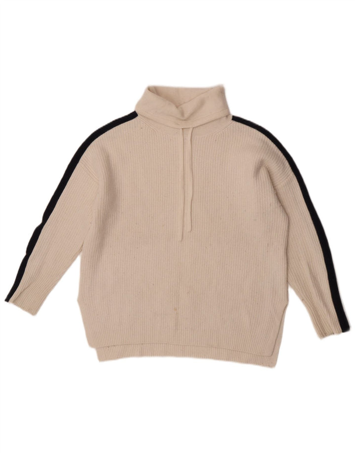 Damski sweter z golfem The White Company UK 14 Średni biały