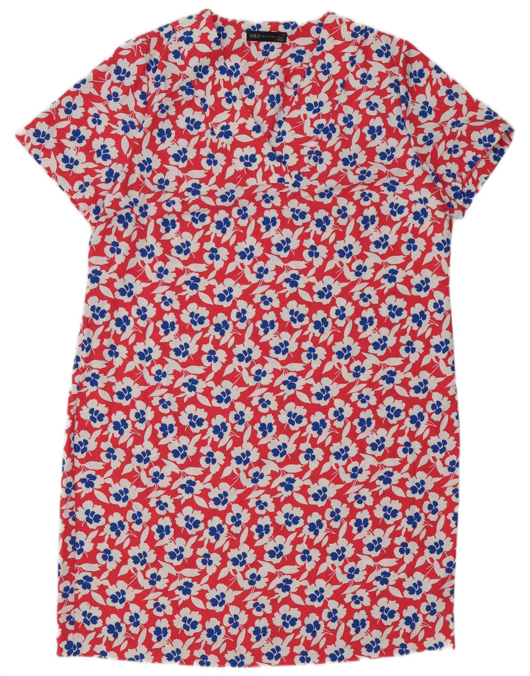 Marks & Spencer Damska sukienka typu shift UK 16, duża, czerwona, z poliestru w kwiaty