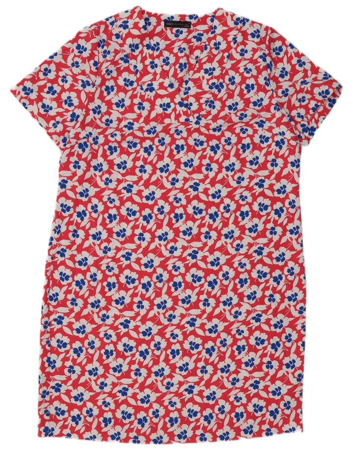 Marks & Spencer Damska sukienka typu shift UK 16, duża, czerwona, z poliestru w kwiaty