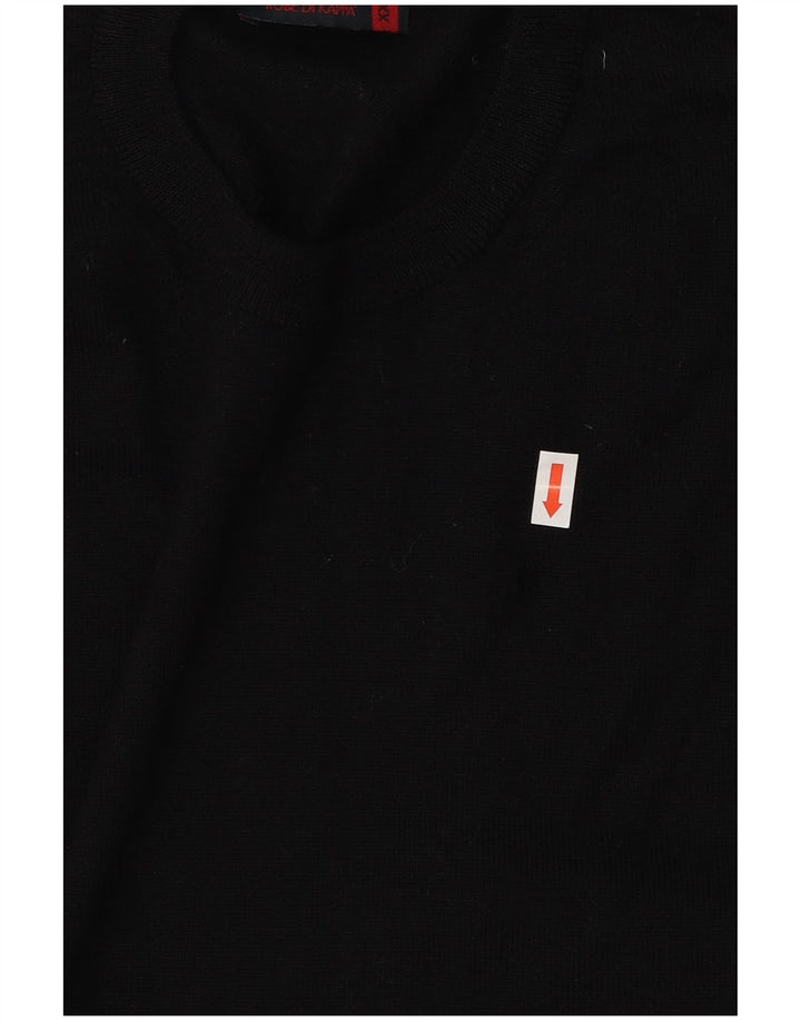 Męski sweter Kappa z okrągłym dekoltem 2XL, czarna wełna merynosowa