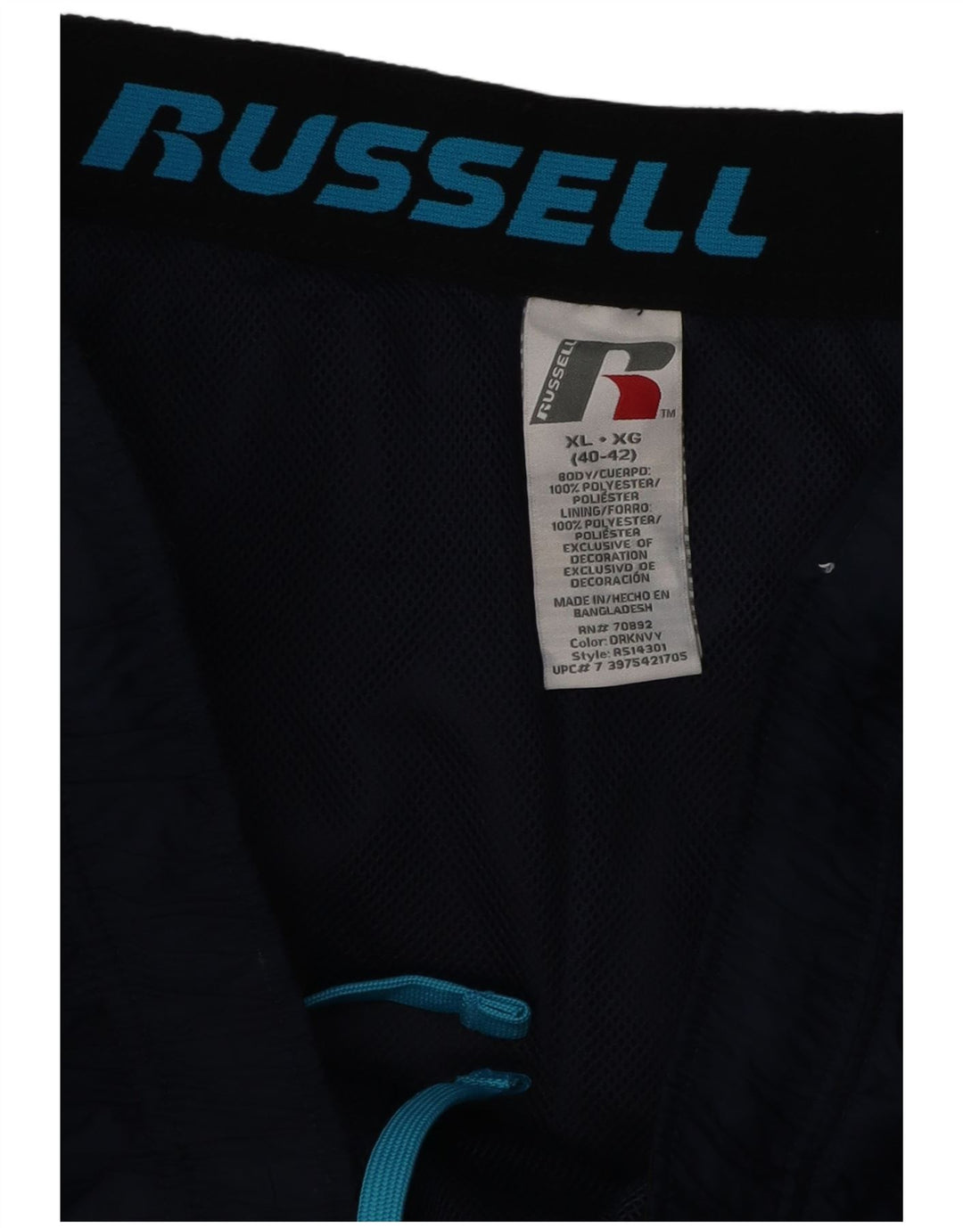 Męskie spodnie dresowe RUSSELL ATHLETIC XL, granatowe, poliestrowe