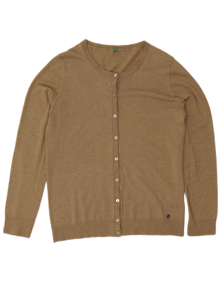 Damski sweter rozpinany Benetton UK 12 Średni brązowy poliamid