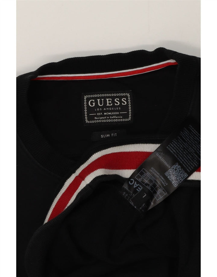 Męski sweter slim fit GUESS UK 40, średni czarny, blok kolorów