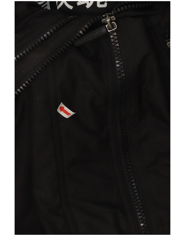Męska kurtka wiatrówka z kapturem Superdry UK 36, mała czarna, poliester
