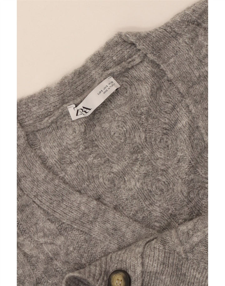 Damski sweter oversize ZARA Crop Cardigan UK 10 Small Grey