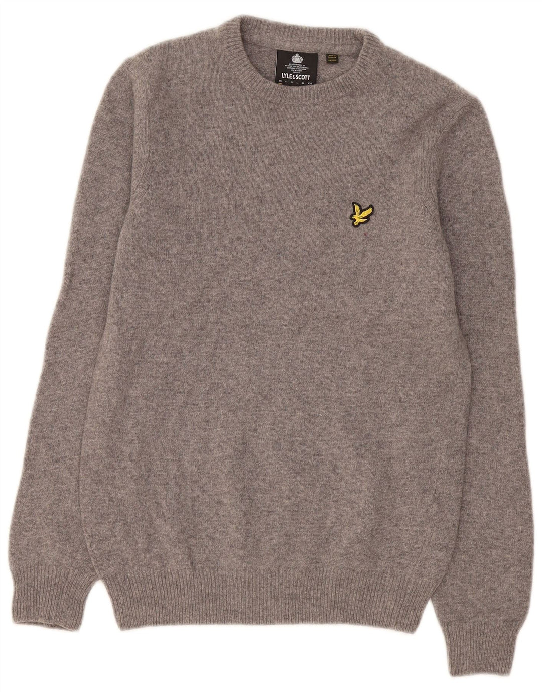 Męski sweter z okrągłym dekoltem Lyle & Scott XS, szara wełna